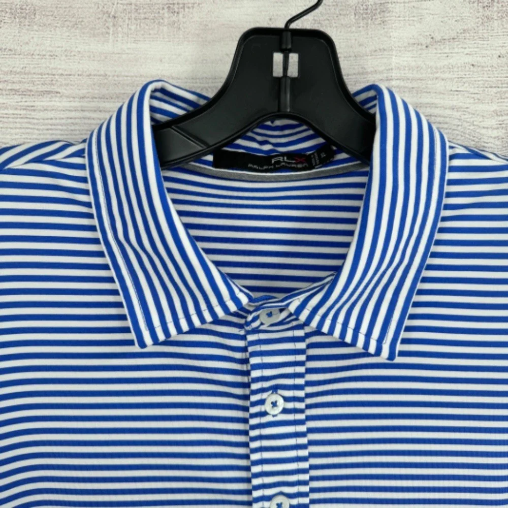 RLX Ralph Lauren Golf Polo Shirt‎ Striped Performance Stretch XL Summer